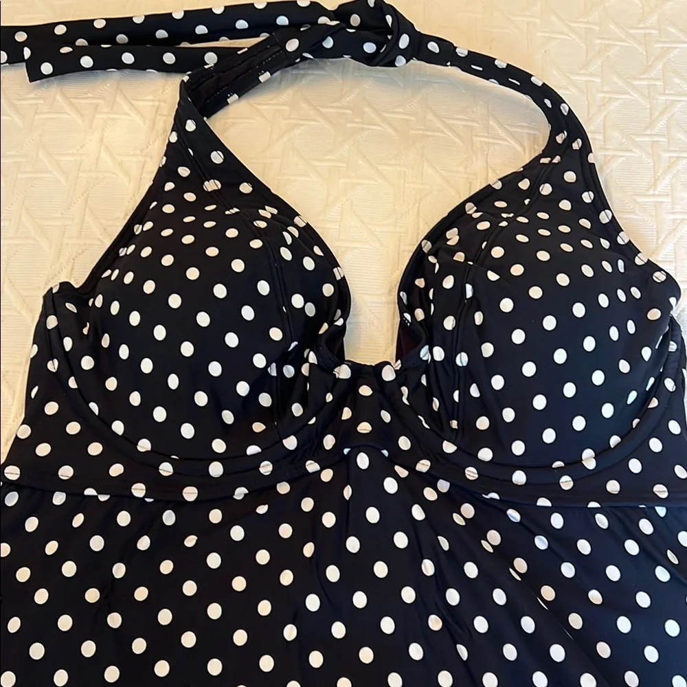 Stylish Black and White Polka Dot Swimsuit